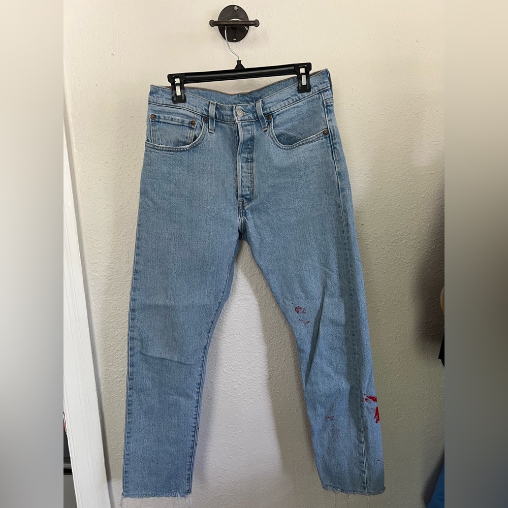 Paint-Splattered Levi Cut-Off Jeans